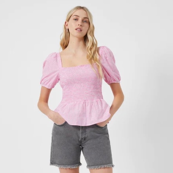 Pink gingham puffed sleeve shirt - Picture 2 of 7